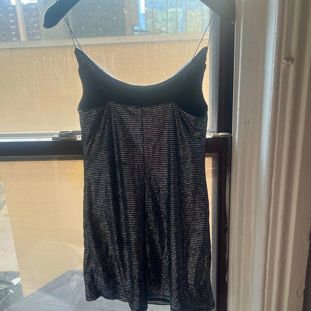 Silver Sequined Mini Spaghetti Strapped Dress - image 2